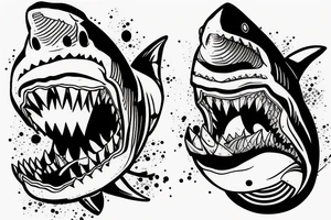 Realistic shark holding a life jacket in its mouth tattoo idea