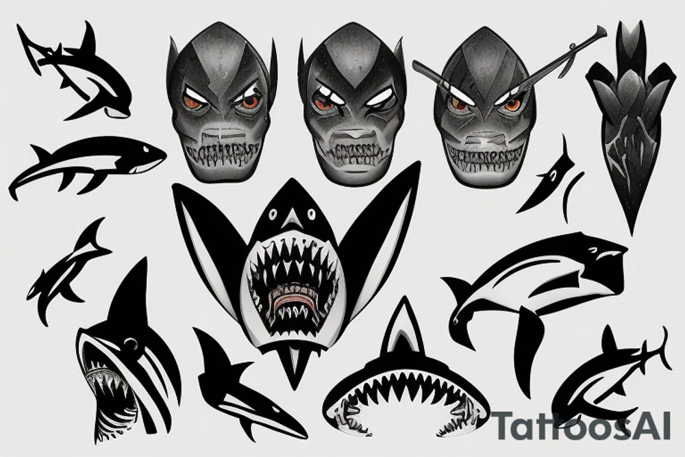 Warrior shark with big scar on face tattoo idea