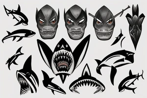 Warrior shark with big scar on face tattoo idea