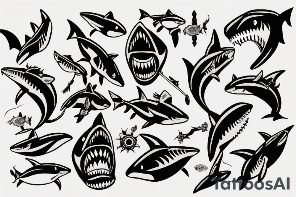 Warrior shark with big scar on face tattoo idea
