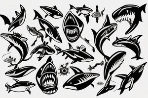 Warrior shark with big scar on face tattoo idea