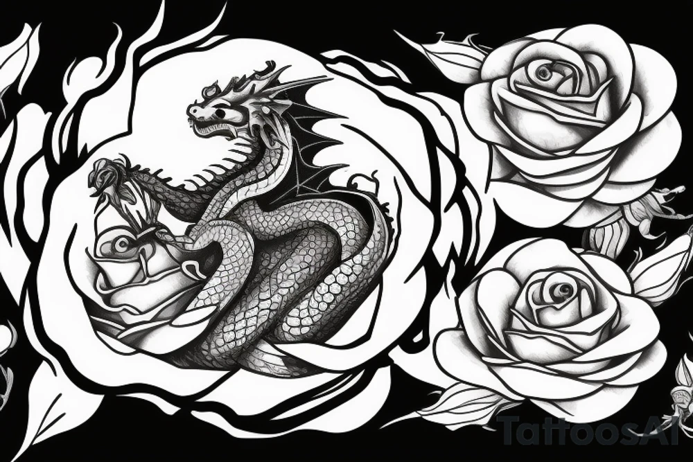 dragon curled around and inside a rose tattoo idea dragon curled around and inside a rose tattoo idea