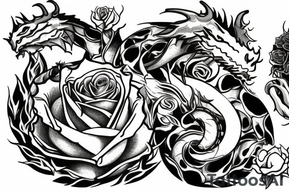 dragon curled around and inside a rose tattoo idea dragon curled around and inside a rose tattoo idea