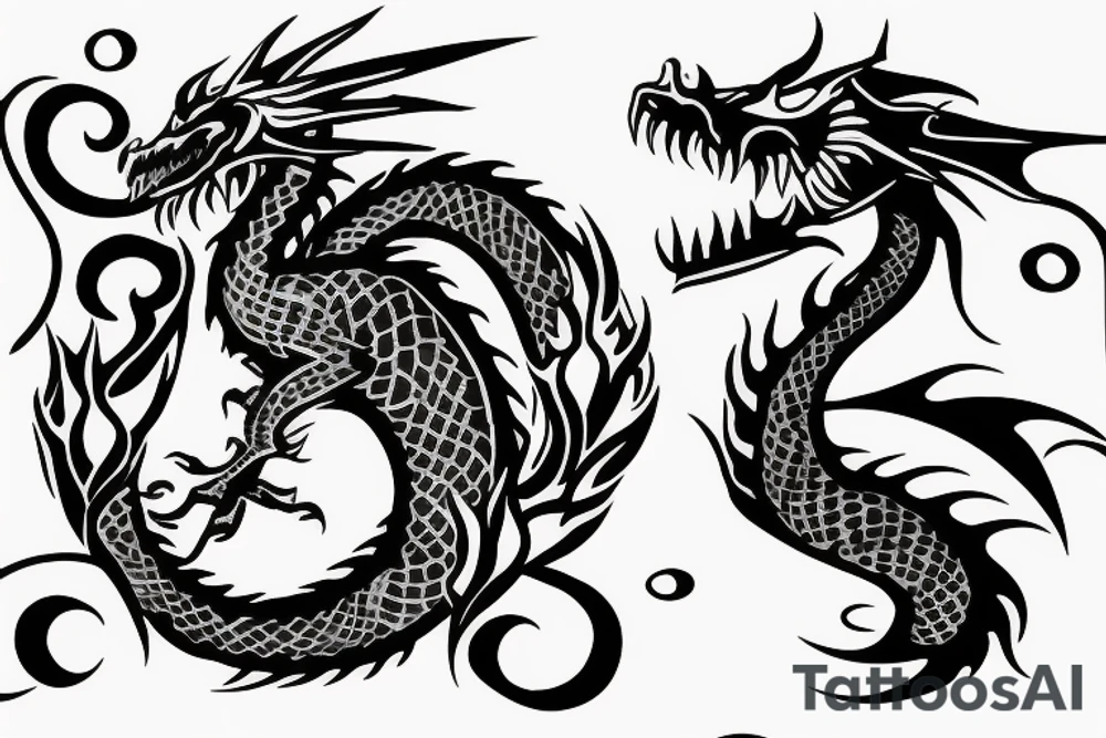 dragon curled around a rose tattoo idea