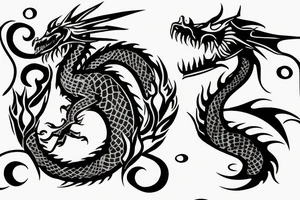 dragon curled around a rose tattoo idea