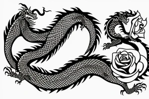 dragon curled around a rose tattoo idea