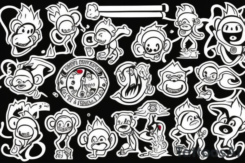 New school monkey shooting fire tattoo idea