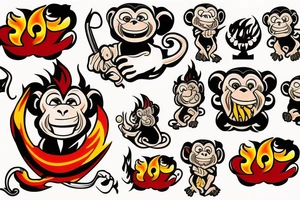 monkey shooting fire tattoo idea