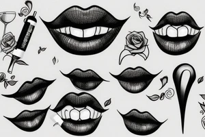 lips to wine tattoo idea