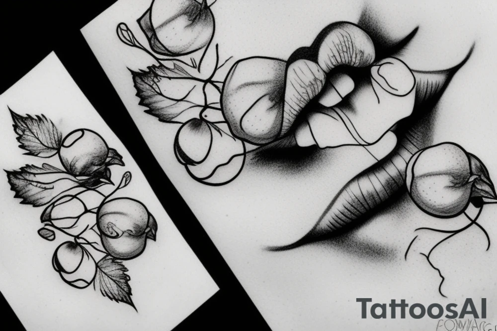 lips and grapes tattoo idea