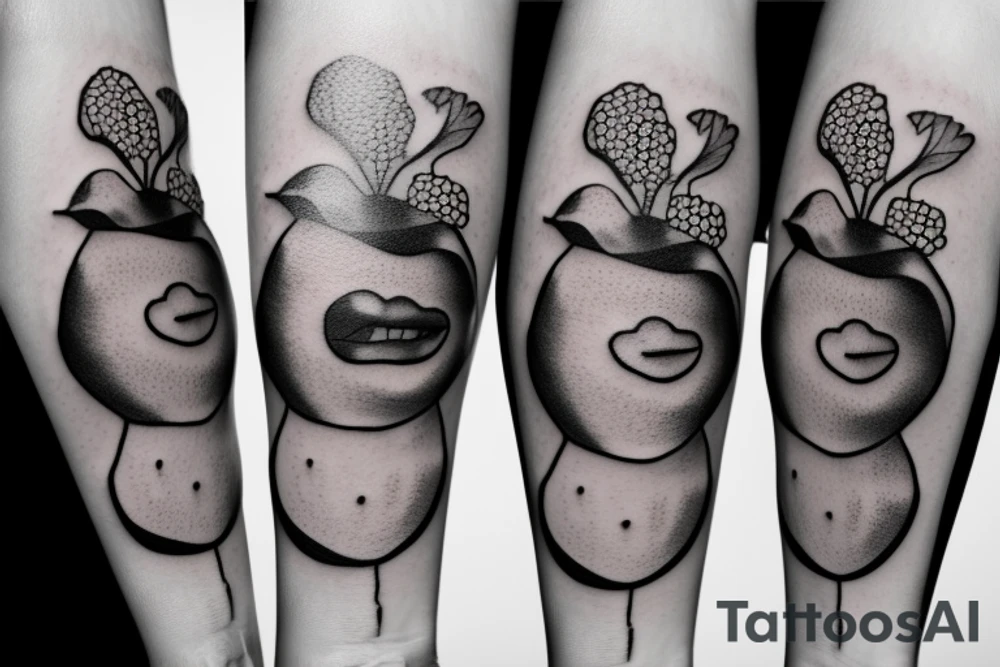 lips and grapes tattoo idea