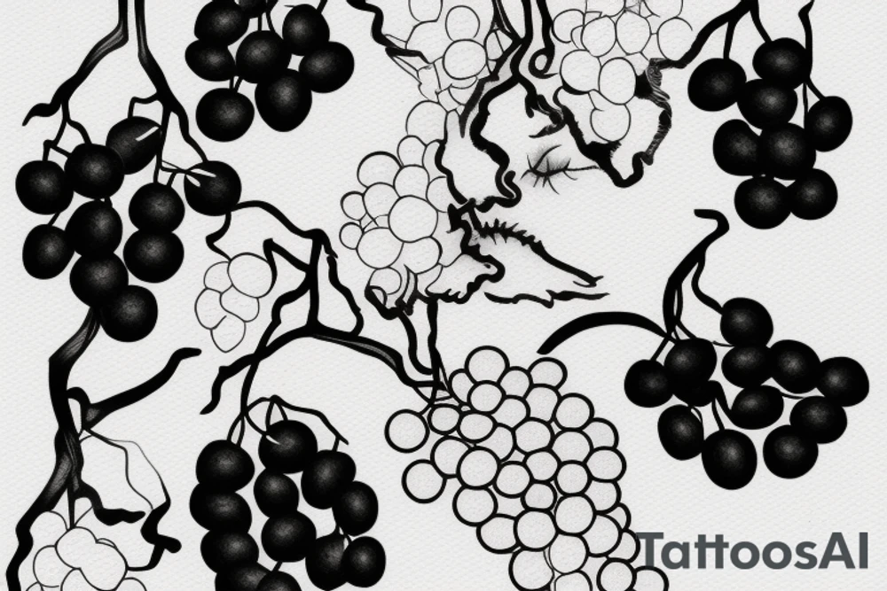 lips and grapes tattoo idea