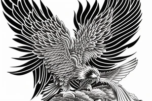 A Japanese and traditional American eagle tattoo idea