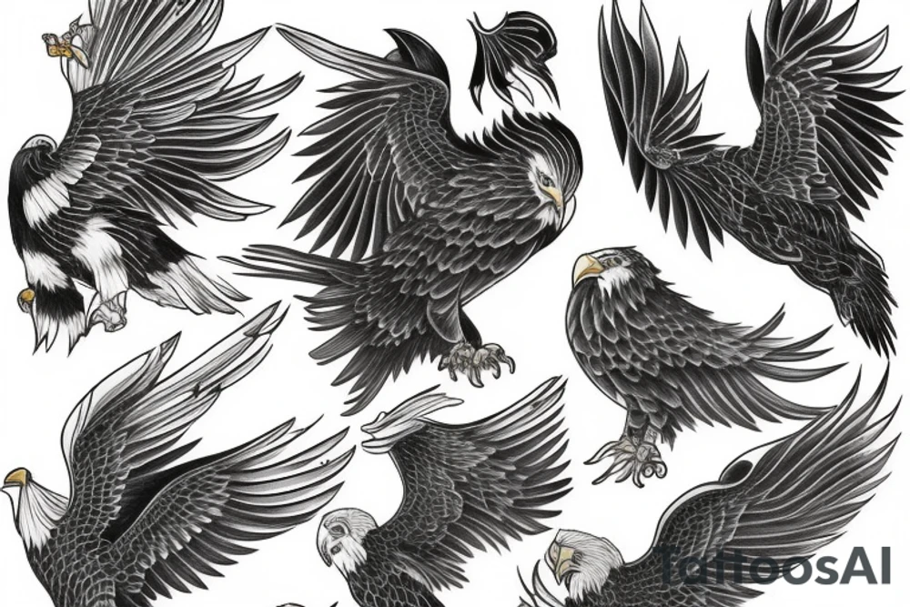 A Japanese and traditional American eagle tattoo idea