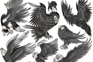 A Japanese and traditional American eagle tattoo idea