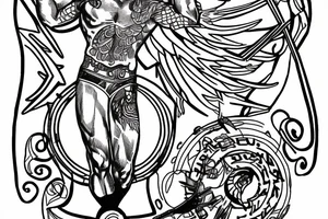 Zeus holding lightening bolts tattoo idea