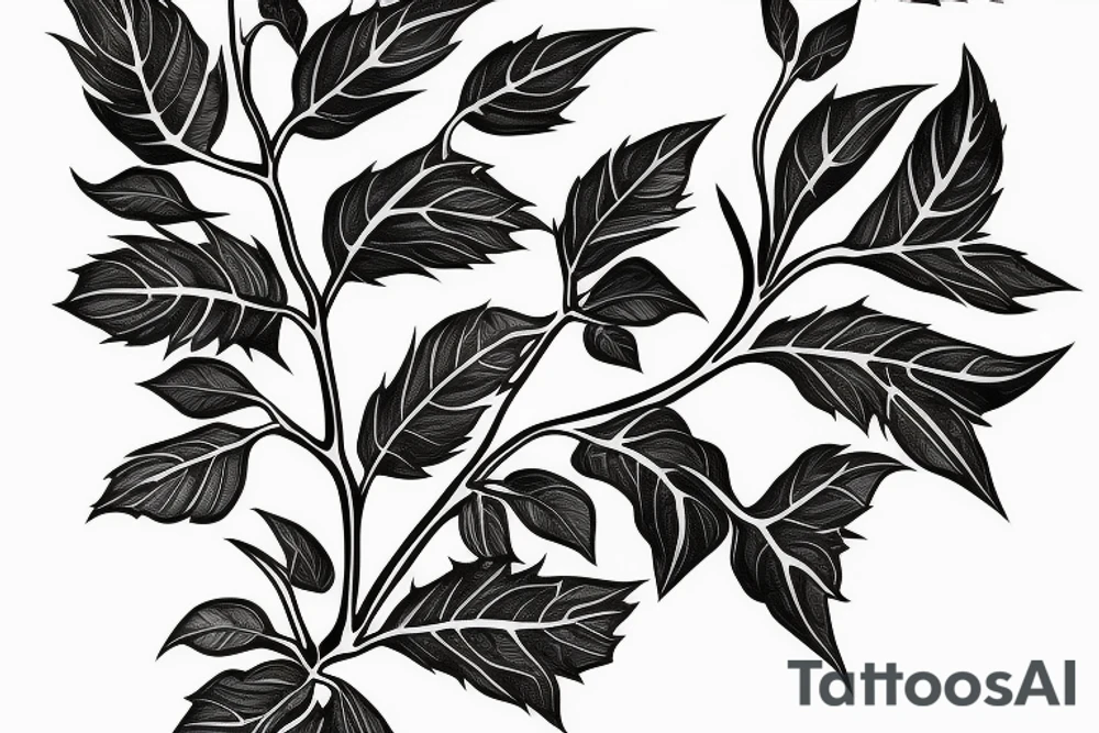 monsters vine plant fine line tattoo idea