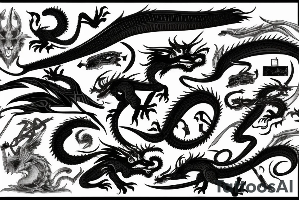 Katana with dragon tattoo idea
