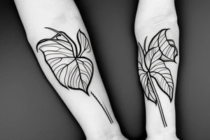 monstera vine plant fine line tattoo idea