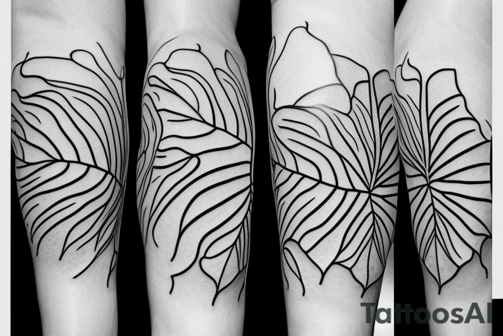 monstera swiss cheese vine plant fine line tattoo idea