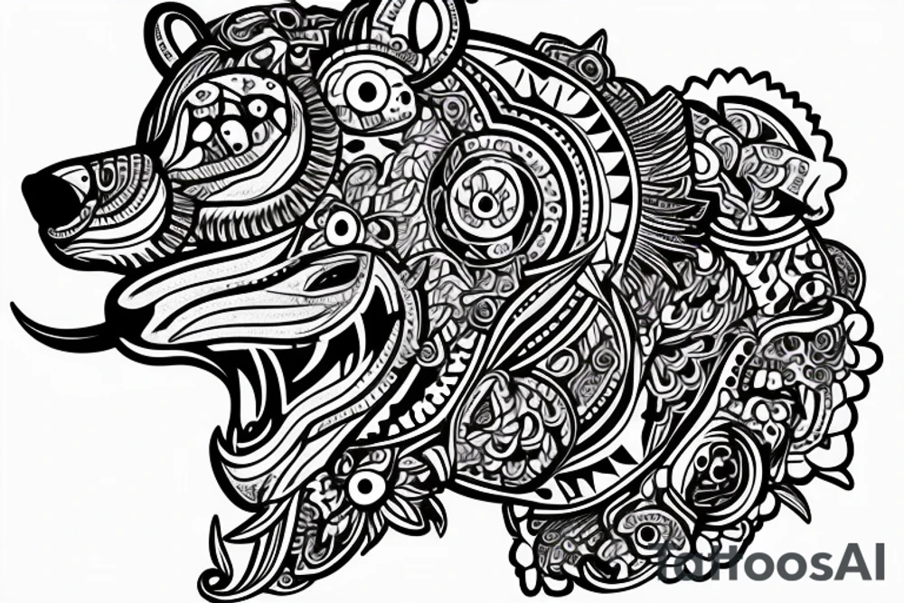 bear head with its mouth open tattoo idea