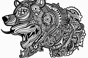 bear head with its mouth open tattoo idea