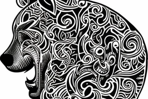 bear head with its mouth open tattoo idea