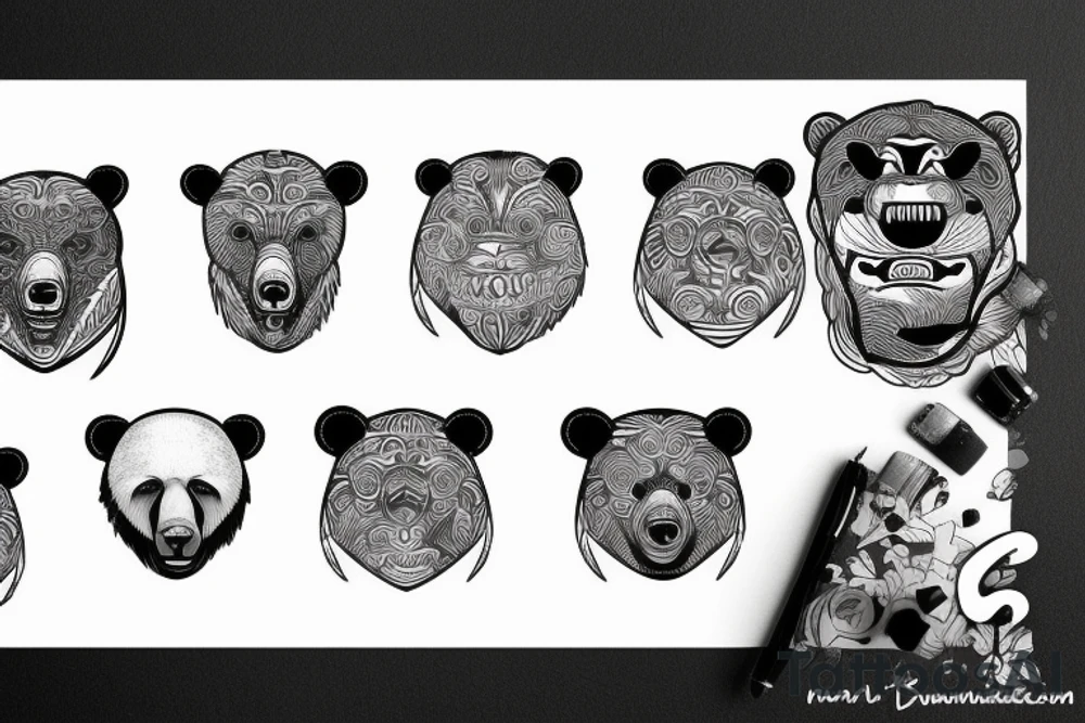 bear head with its mouth open tattoo idea
