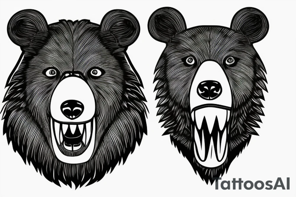 bear head with its mouth open tattoo idea
