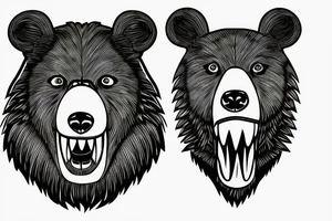bear head with its mouth open tattoo idea