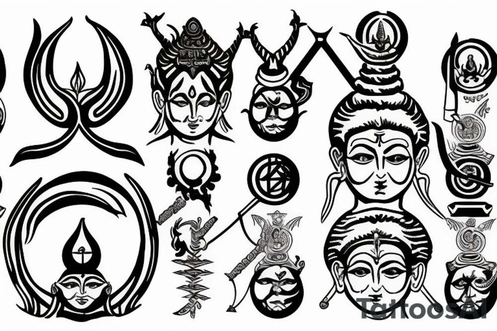 Lord Shiva trident and third eye tattoo idea