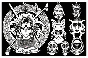 Lord Shiva trident and third eye tattoo idea