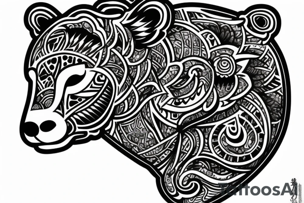 bear head with its mouth open tattoo idea