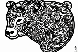 bear head with its mouth open tattoo idea