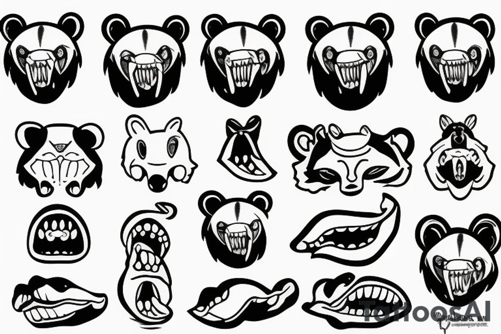 bear head with its mouth open tattoo idea