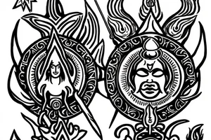 Lord Shiva trident with third eye between trident tattoo idea