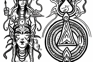 Lord Shiva trident with third eye between trident tattoo idea