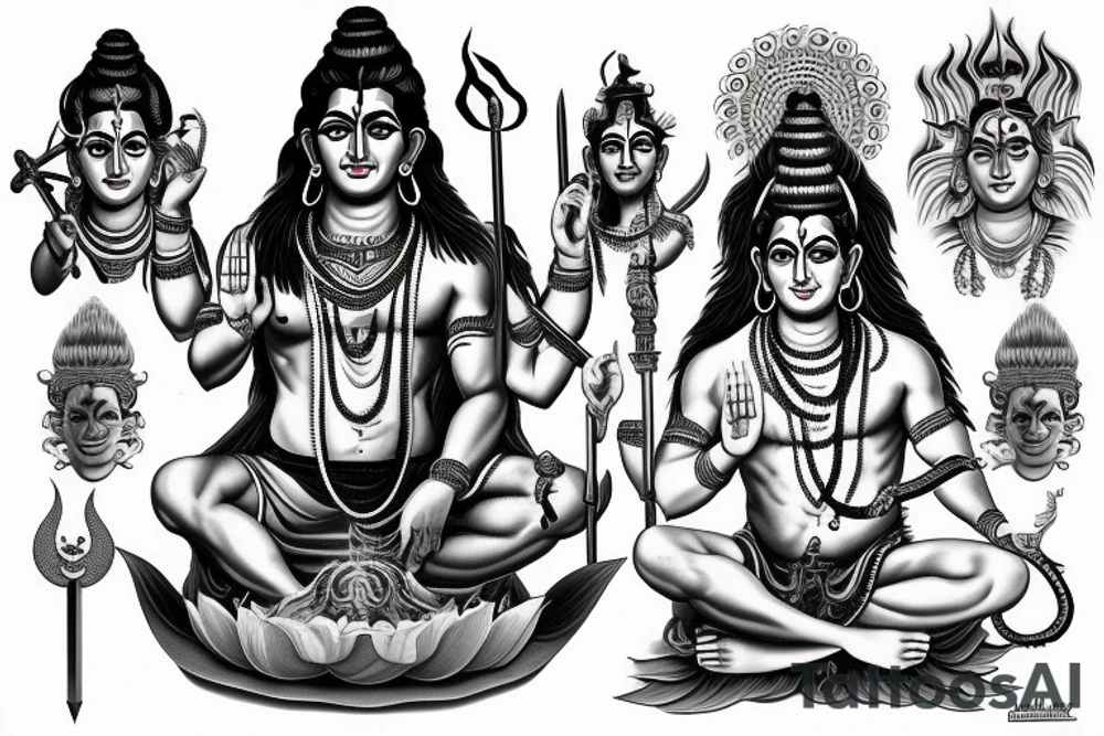 Lord Shiva and his third eye and trident tattoo idea