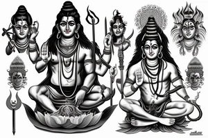 Lord Shiva and his third eye and trident tattoo idea