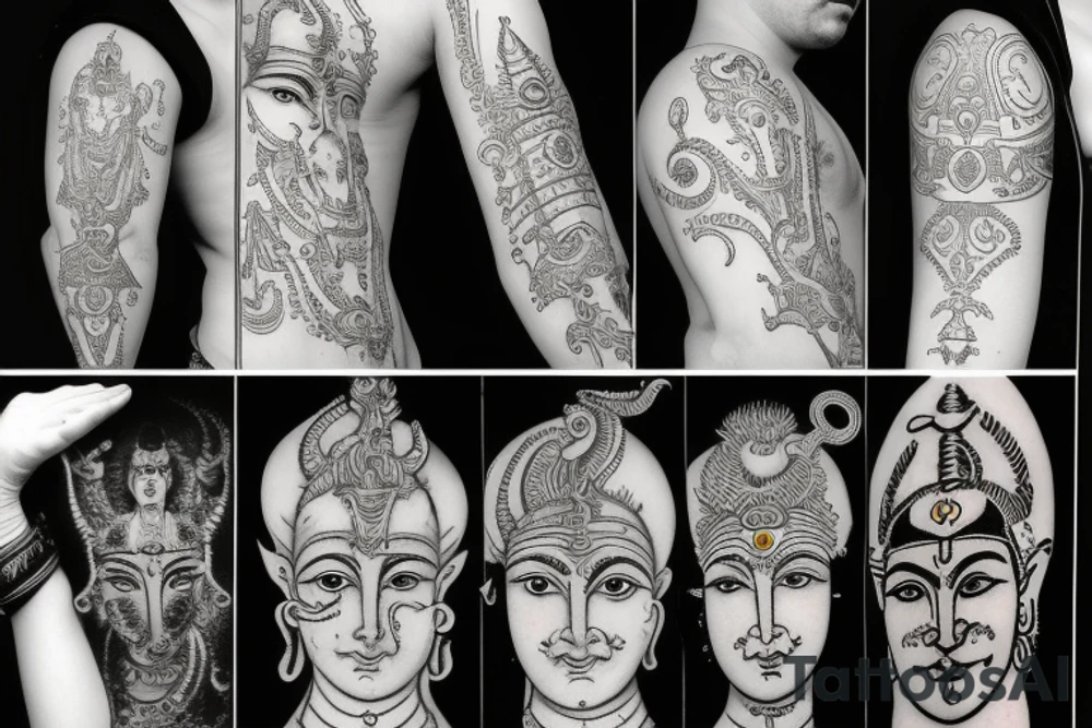 Lord Shiva and his third eye and trident tattoo idea