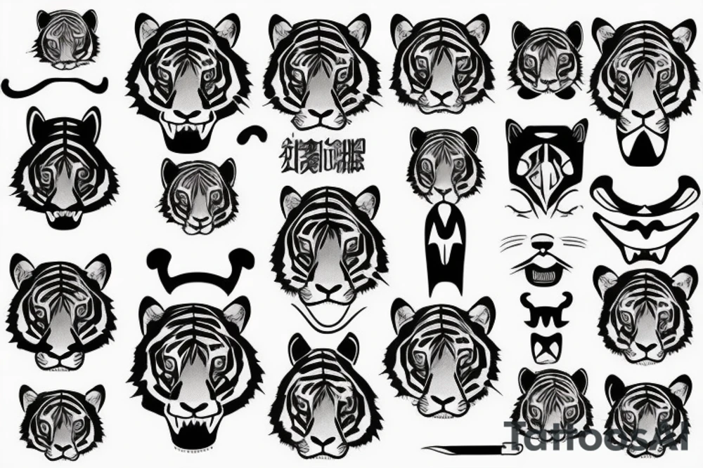 Tiger, Japanese traditional, head tattoo idea