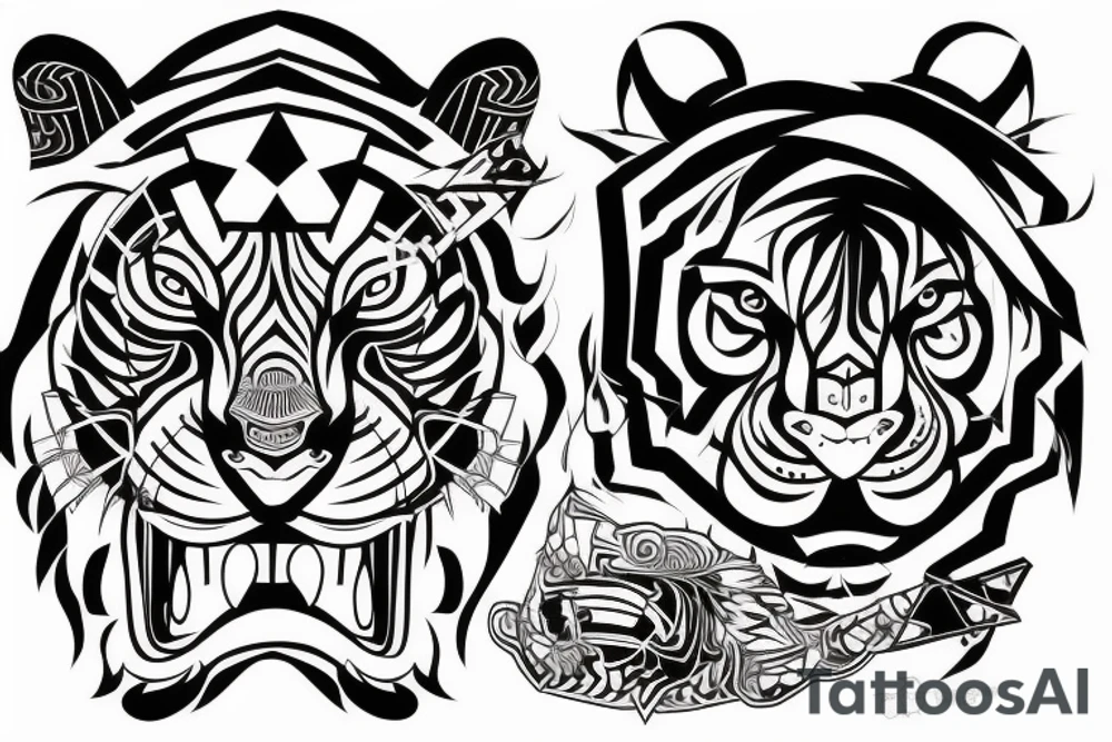 Tiger, Japanese traditional, head tattoo idea