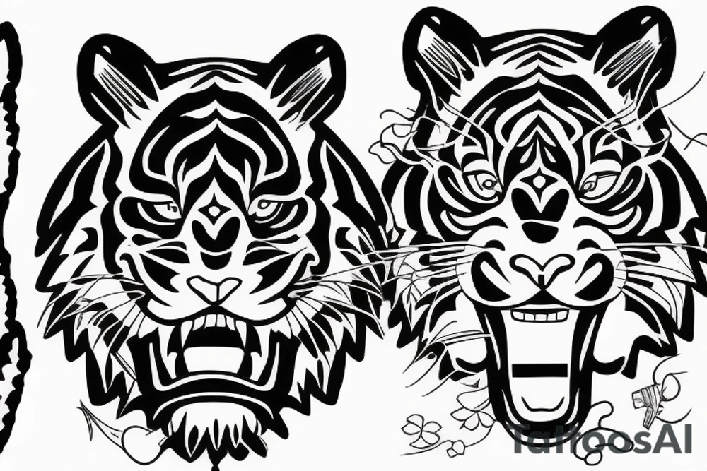 Tiger, Japanese traditional, head tattoo idea