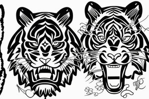 Tiger, Japanese traditional, head tattoo idea