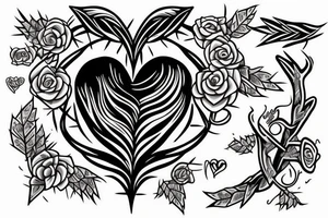 a heart with thorns aorund it and the name Jennifer Faccinto tattoo idea