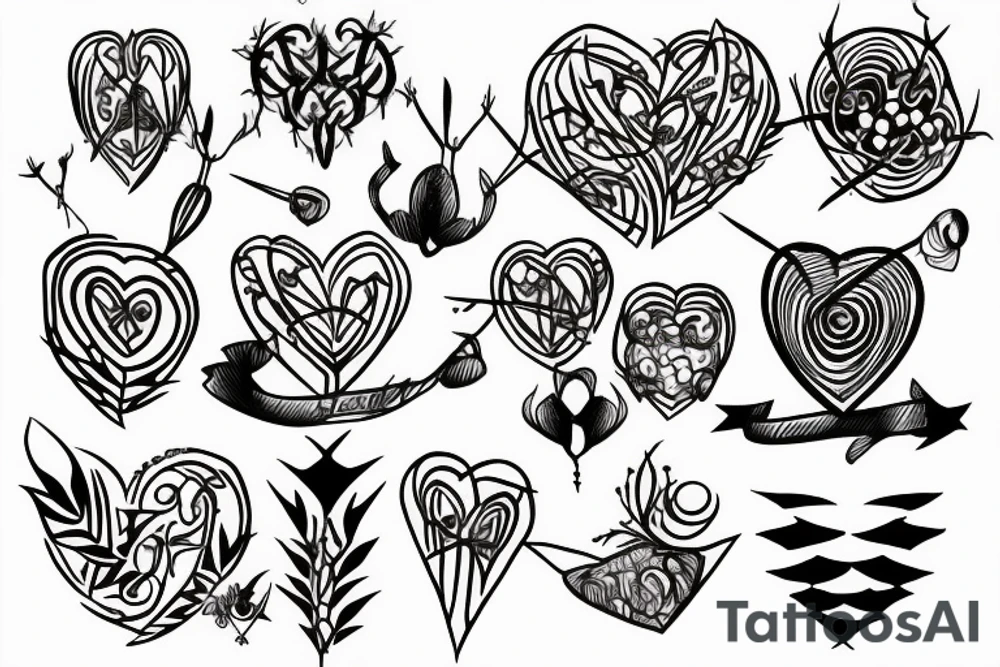 a heart with thorns aorund it and the name Jennifer Faccinto tattoo idea