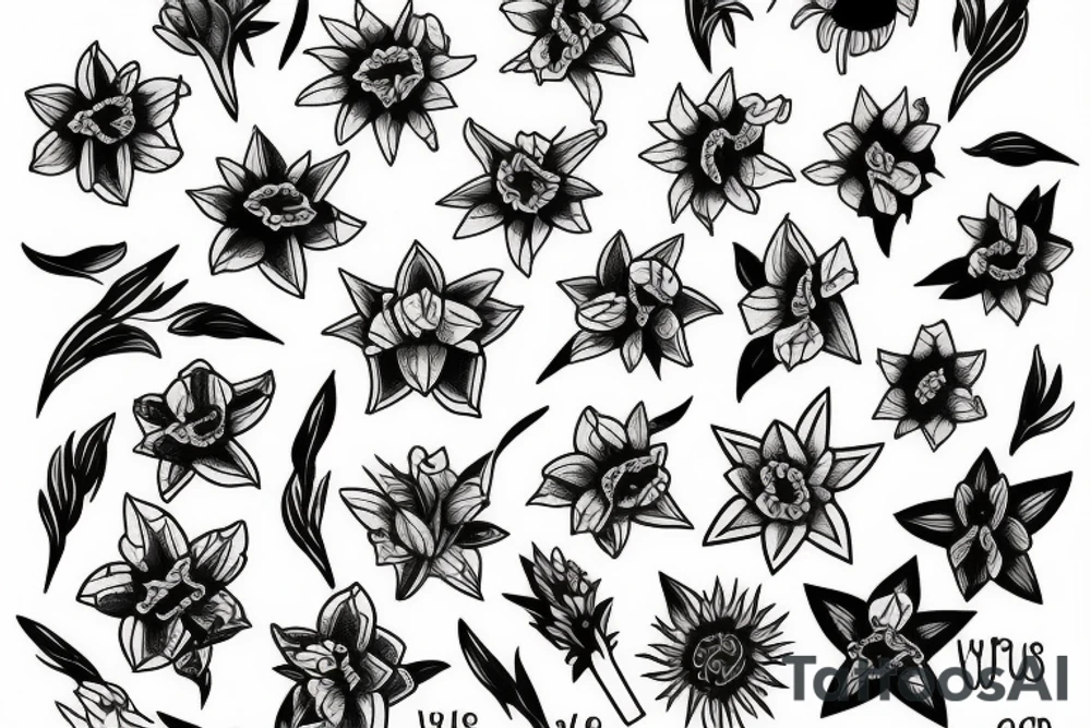 daffodils unbalanced happiness tattoo idea