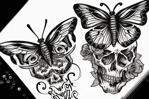 a spine tattoo butterfly with skulls and roses tattoo idea