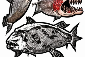 piranha biting a tattoo machine tattoo idea