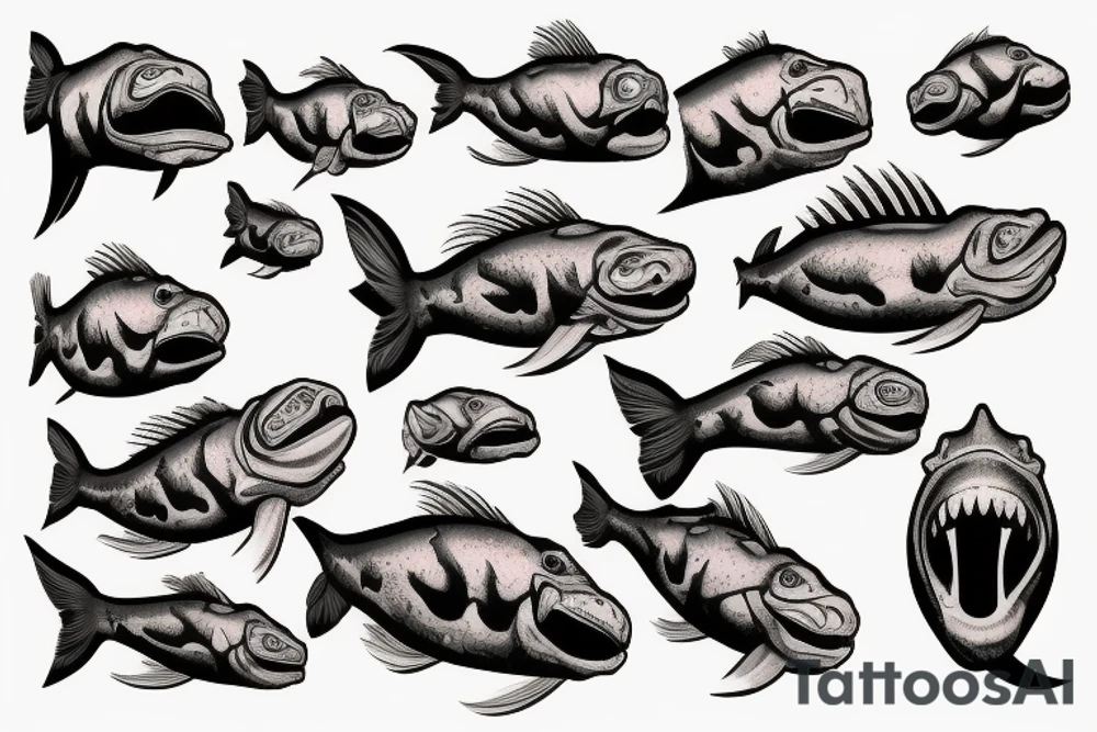 evil piranha logo tattoo idea